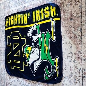 University Of Notre Dame Fighting Irish Soft Cozy Throw Blanket Blue Gold Green